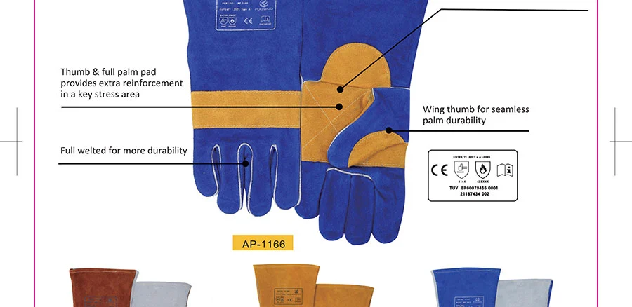 Heavy Duty Blue And Grey Stick Welding Gloves